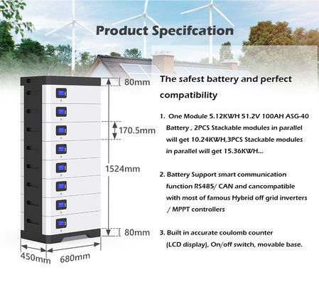 شحن سريع لايفبو 4 تخزين الطاقة البطارية الشمسية Powerwall 51.2v 800ah 40kwh