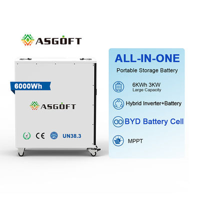 شحن ذكي بطارية 6Kwh lifepo4 مع 3000W العاكس المحمول قوة المحمول