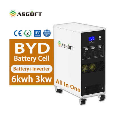 6kwh بطارية ليثيوم أيون محطة طاقة محمولة 6KWH Lifepo4 Hybrid Inverter 3kw