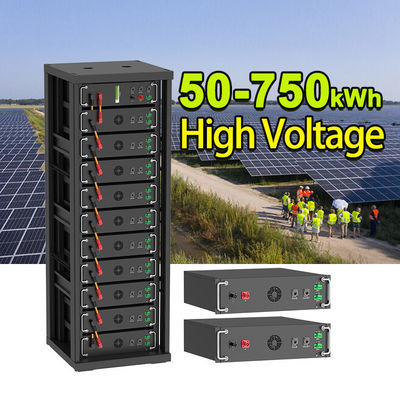 بطارية الليثيوم الحديدية عالية الجهد 15kwh-750kwh Lifepo4 51.2v 100Ah بطارية ليثيوم أيون
