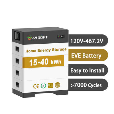 تخزين الطاقة المنزلية القابلة للتراص 15kwh - 40kwh رف LifePo4 للوحة الشمسية النظام الشمسي التحولي الهجين