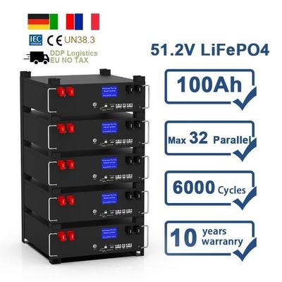 51.2V 100Ah BMS 5kw Diy LiFePO4 بطاريات تخزين الطاقة الشمسية المنزلية القابلة للتراص