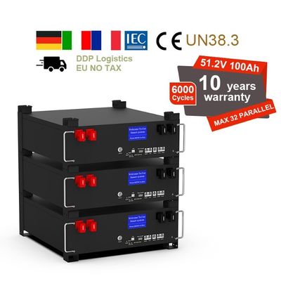 البطاريات الليثيومية المتراصعة لتخزين الطاقة 51.2v 100Ah مخصصة