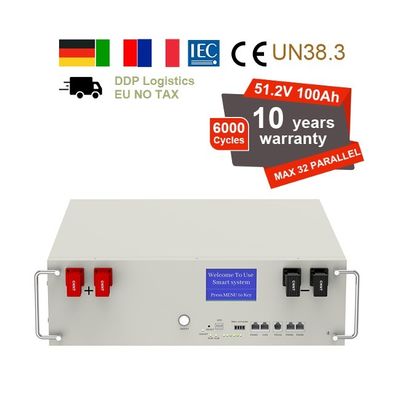 51.2V 100Ah 5kWh Lifepo4 بطارية مع BMS خدمة رف لتخزين الطاقة المنزلية
